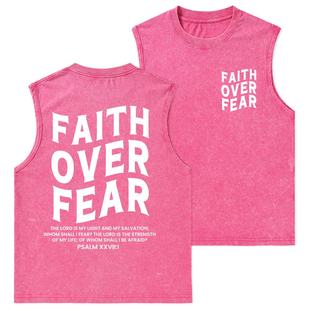 Faith Over Fear Unisex Christian Washed Tank Top