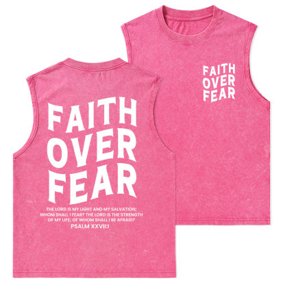 Faith Over Fear Unisex Christian Washed Tank Top