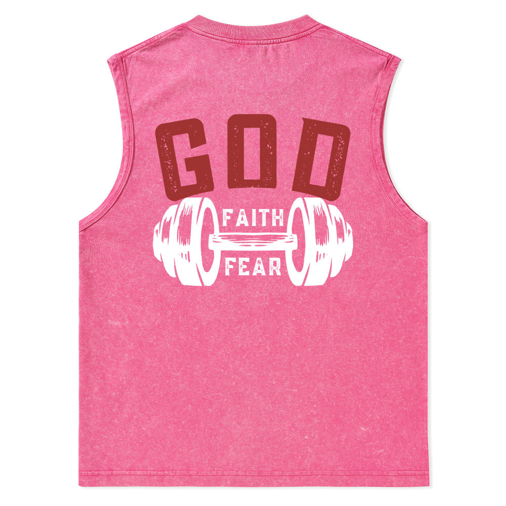 Faith Over Fear Christian Washed Tank Top