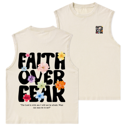 Faith Over Fear Christian Washed Tank Top
