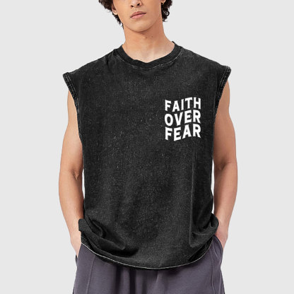 Faith Over Fear Unisex Christian Washed Tank Top
