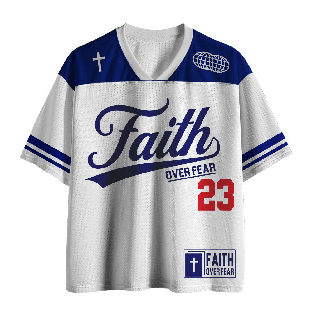 Faith Over Fear Christian White Mesh Jersey
