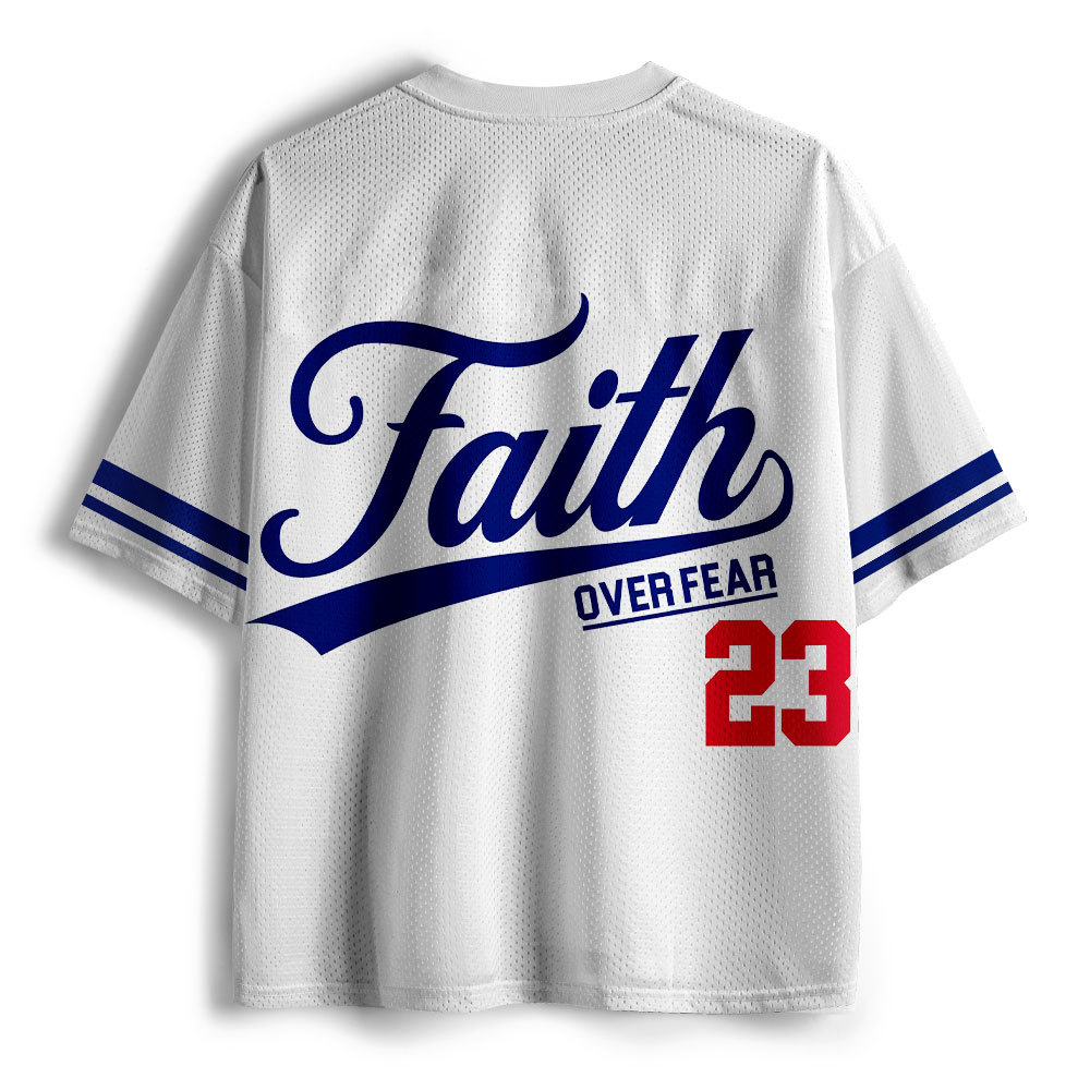 Faith Over Fear Christian White Mesh Jersey