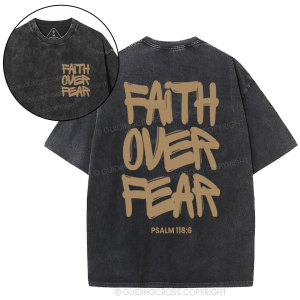 Image of Faith Over Fear Chrsitian Washed T-Shirt