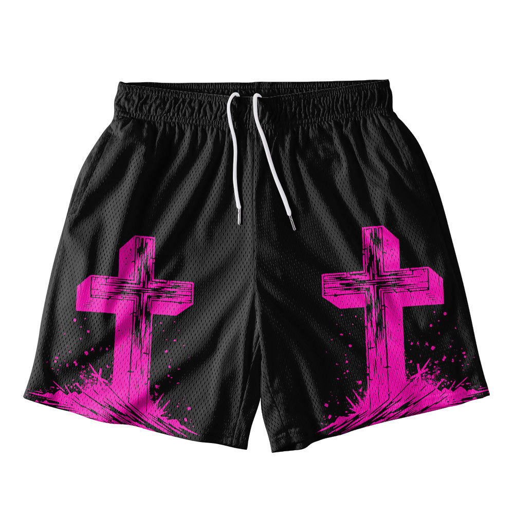 Faith Over Fear Cross Christian Mesh Shorts