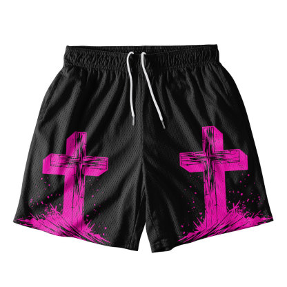 Faith Over Fear Cross Christian Mesh Shorts