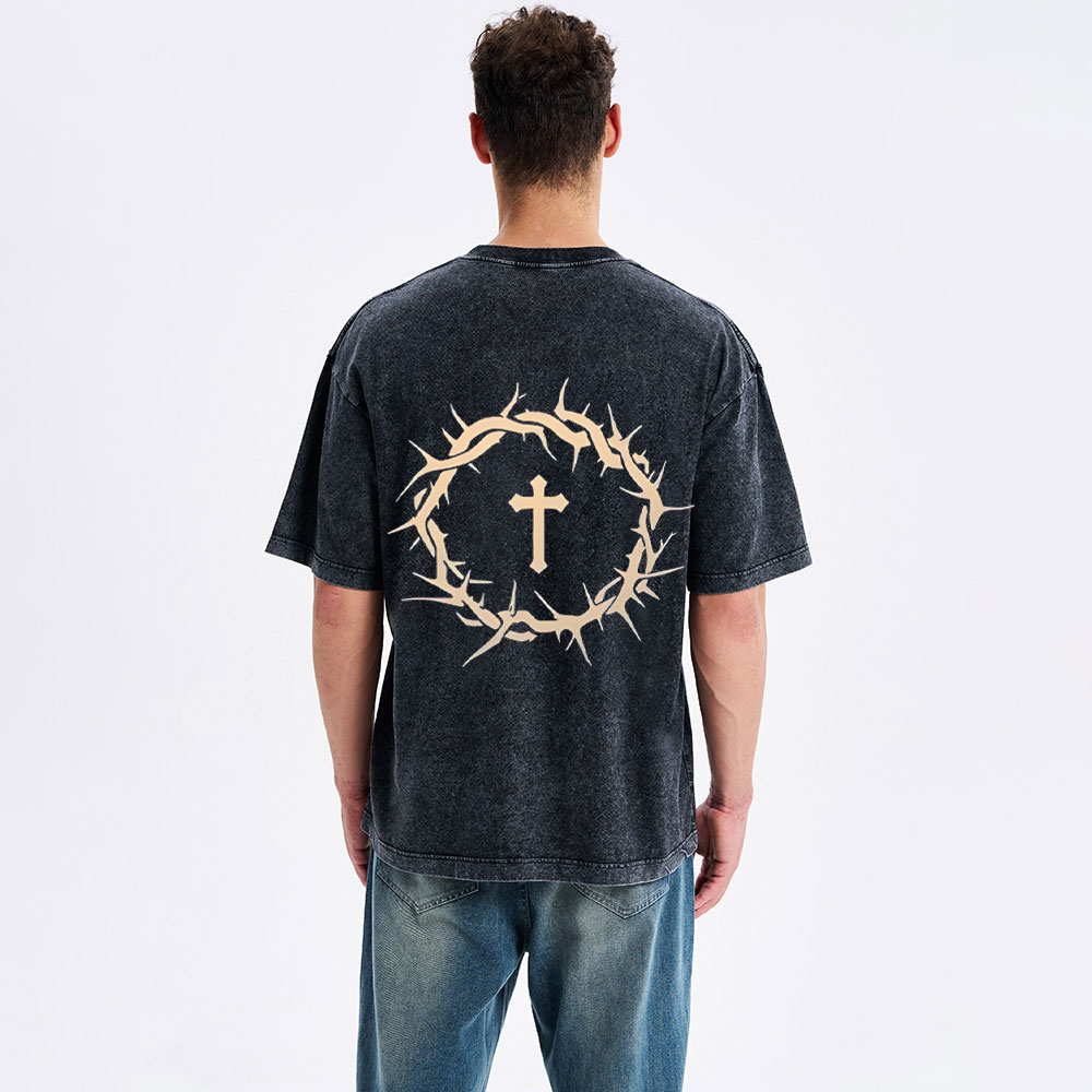 Faith Over Fear Crowns Christian Washed T-Shirt