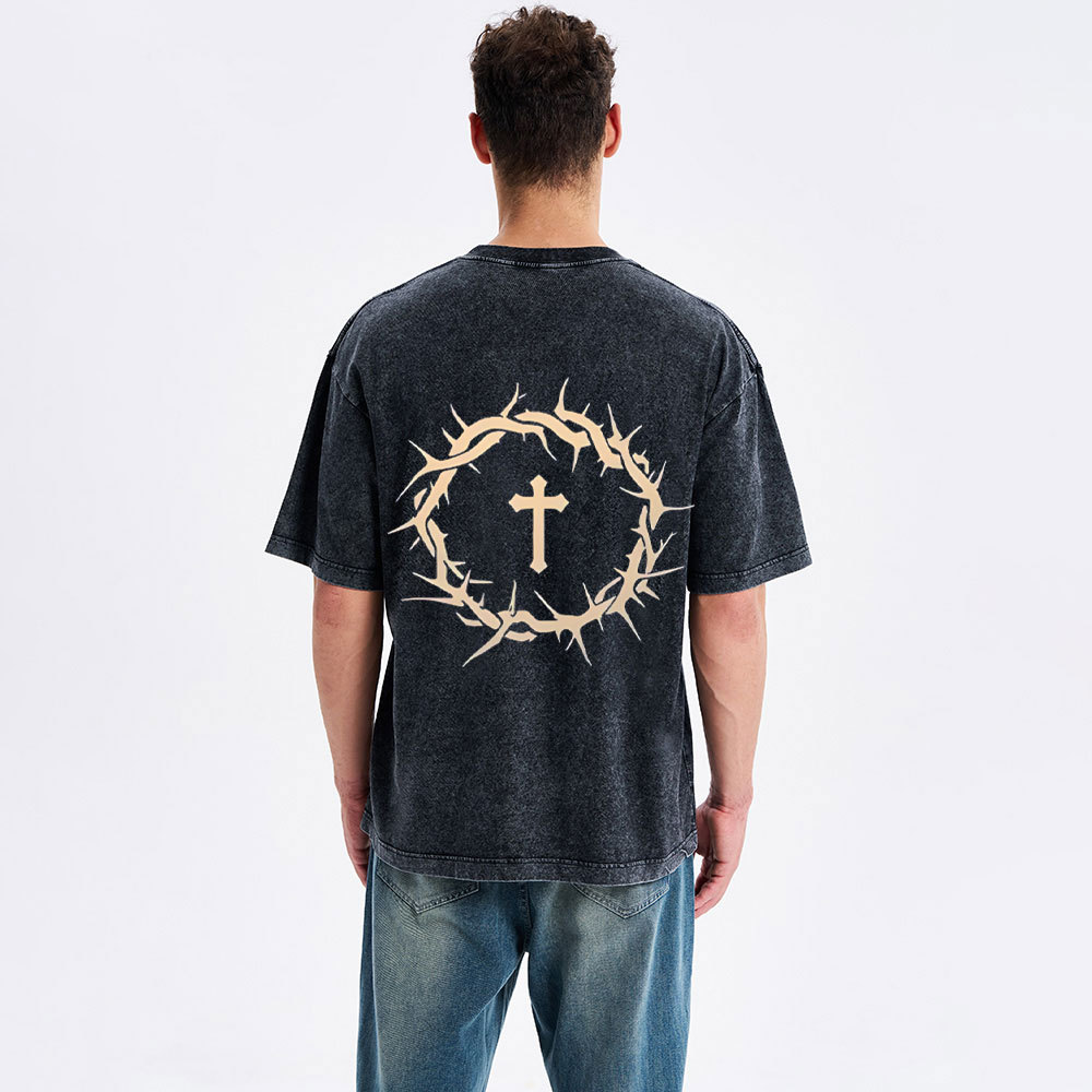 Faith Over Fear Crowns Christian Washed T-Shirt
