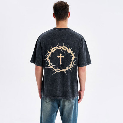 Faith Over Fear Crowns Christian Washed T-Shirt