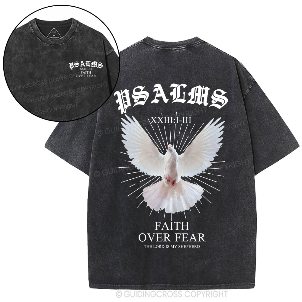 Faith Over Fear Dove Christian Washed T-Shirt