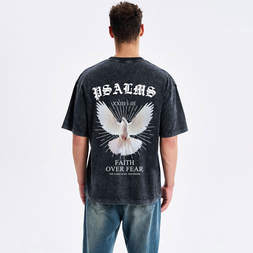 Faith Over Fear Dove Christian Washed T-Shirt