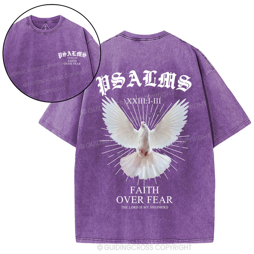 Faith Over Fear Dove Christian Washed T-Shirt