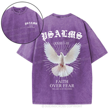 Faith Over Fear Dove Christian Washed T-Shirt