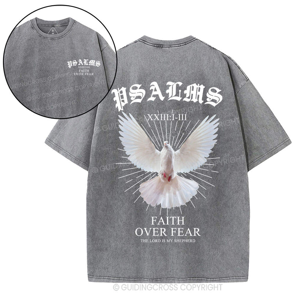 Faith Over Fear Dove Christian Washed T-Shirt