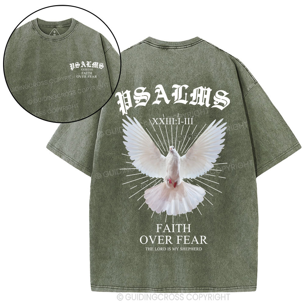 Faith Over Fear Dove Christian Washed T-Shirt