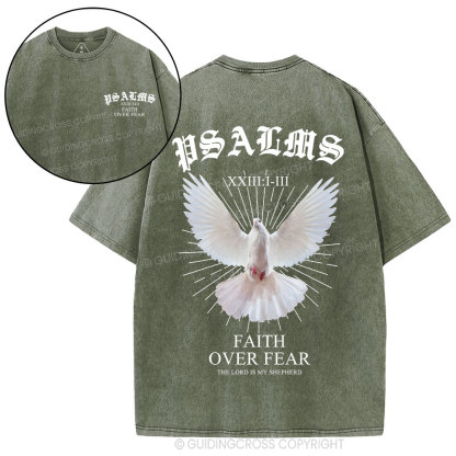 Faith Over Fear Dove Christian Washed T-Shirt