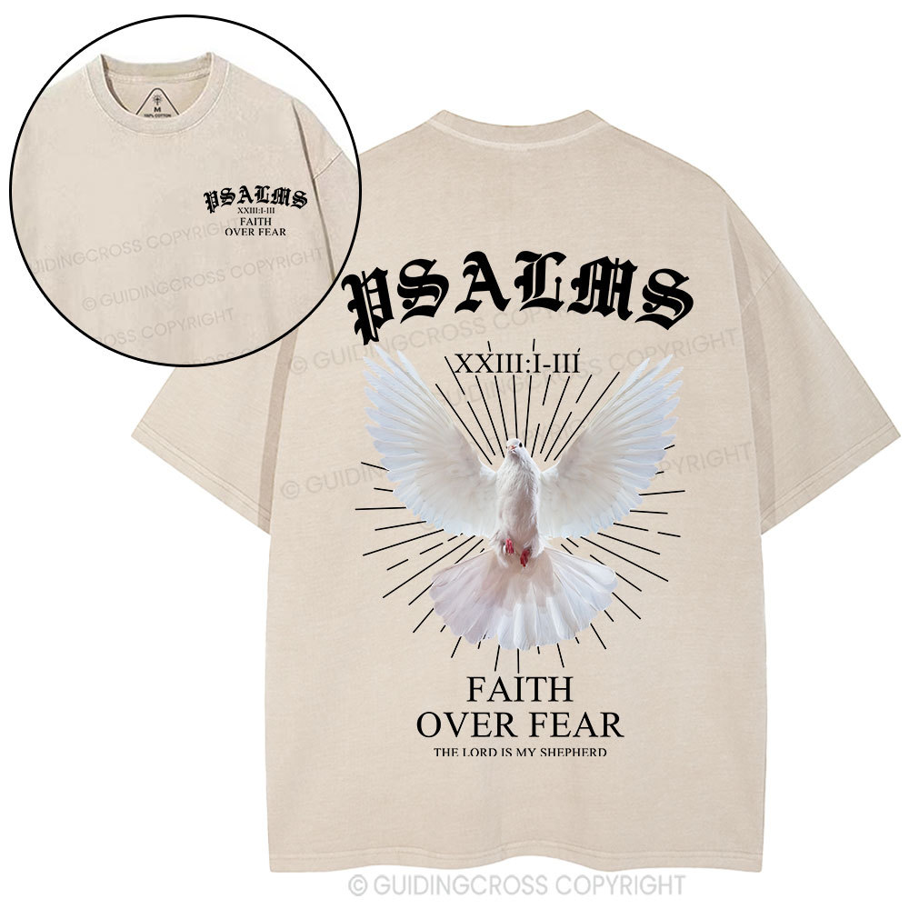 Faith Over Fear Dove Christian Washed T-Shirt