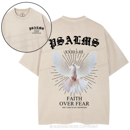 Faith Over Fear Dove Christian Washed T-Shirt