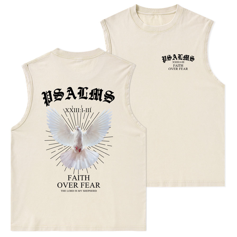 Faith Over Fear Dove Christian Washed Tank Top