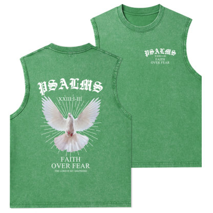 Faith Over Fear Dove Christian Washed Tank Top