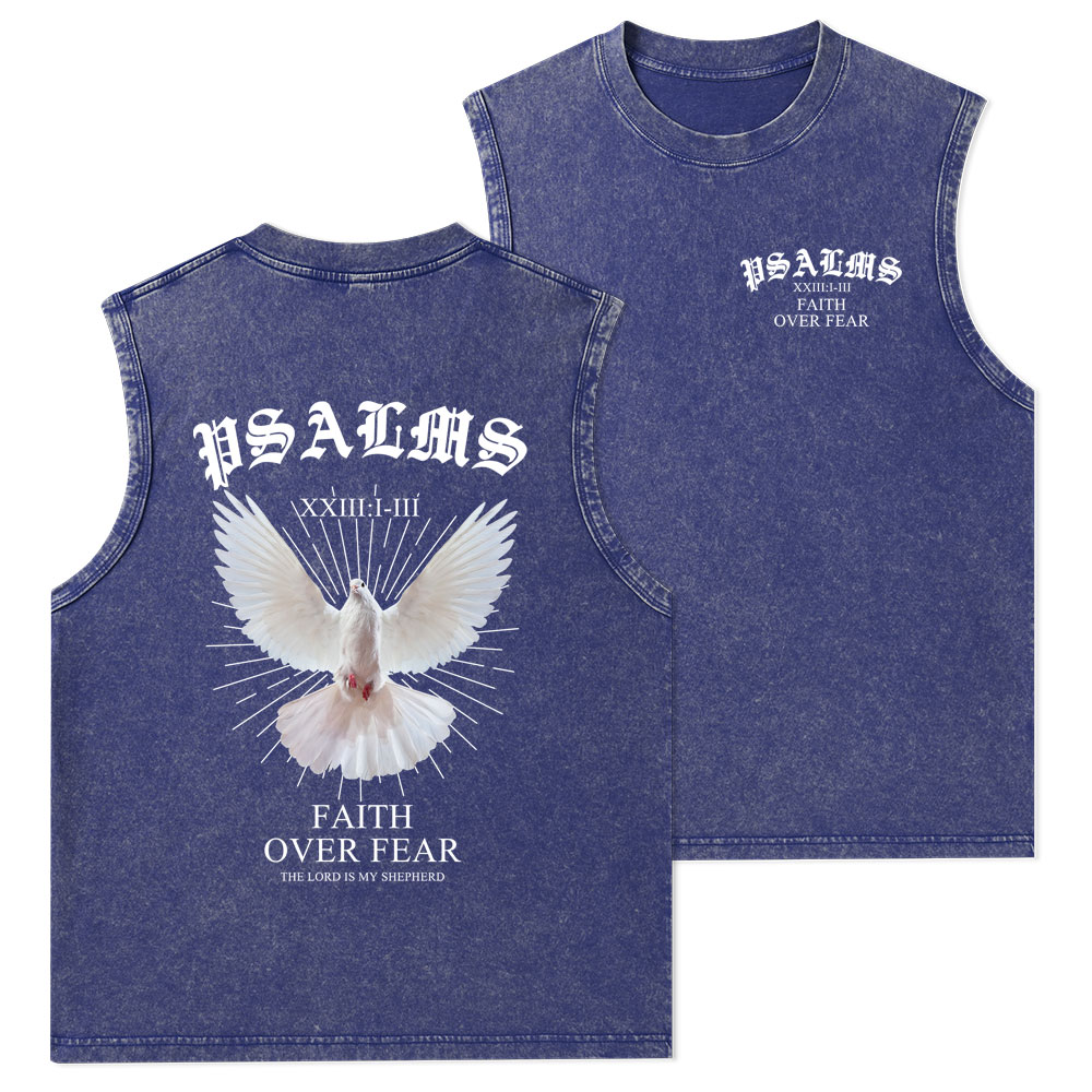 Faith Over Fear Dove Christian Washed Tank Top