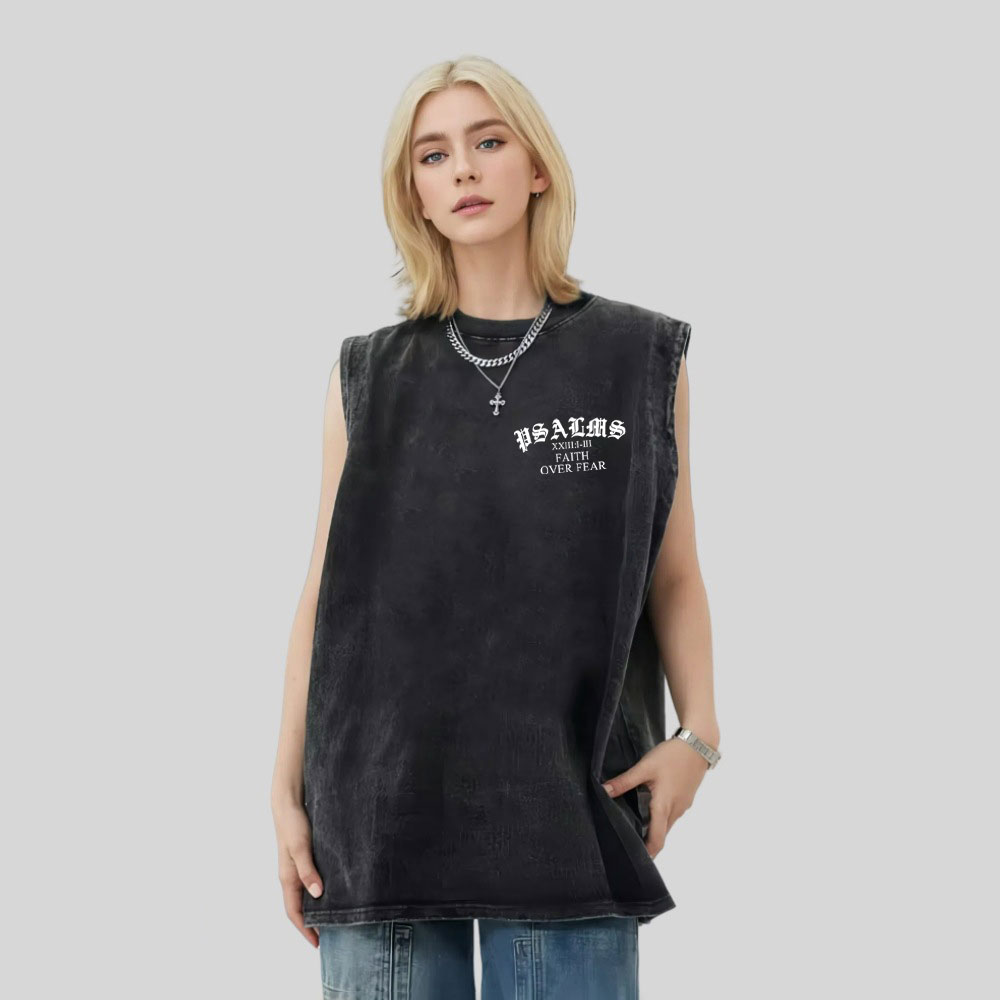 Faith Over Fear Dove Christian Washed Tank Top