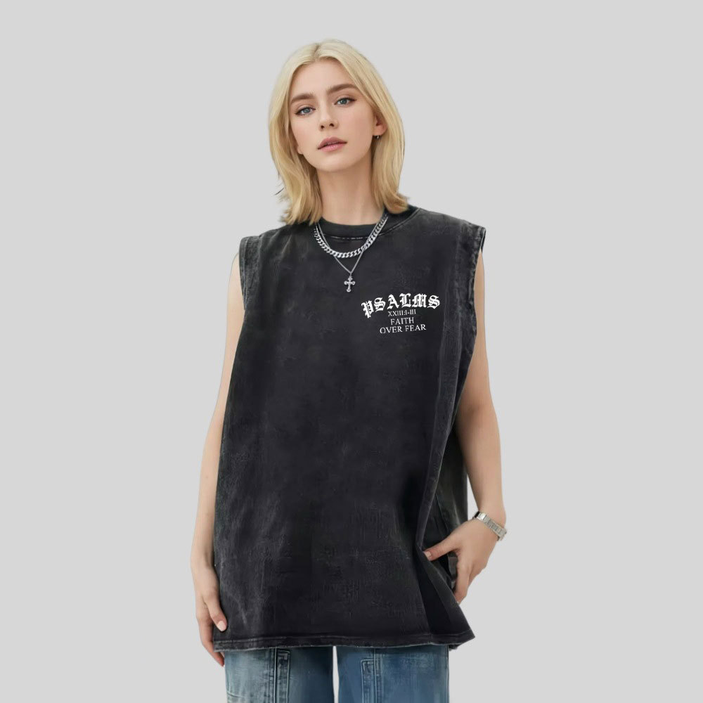 Faith Over Fear Dove Christian Washed Tank Top