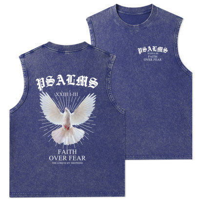 Faith Over Fear Dove Christian Washed Tank Top