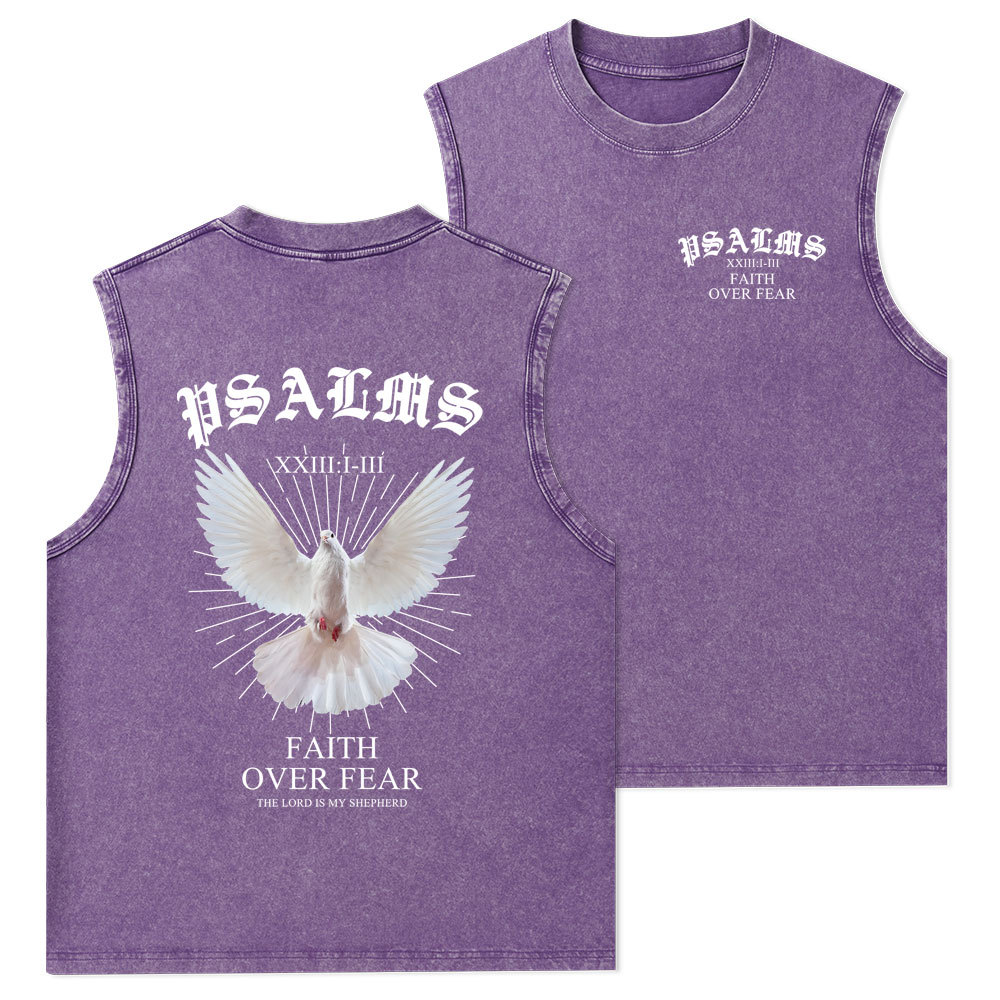 Faith Over Fear Dove Christian Washed Tank Top