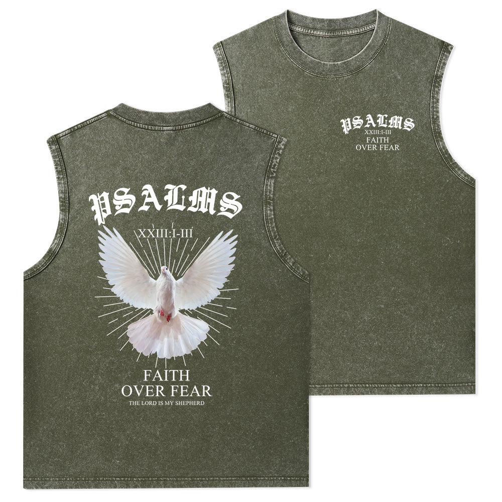 Faith Over Fear Dove Christian Washed Tank Top