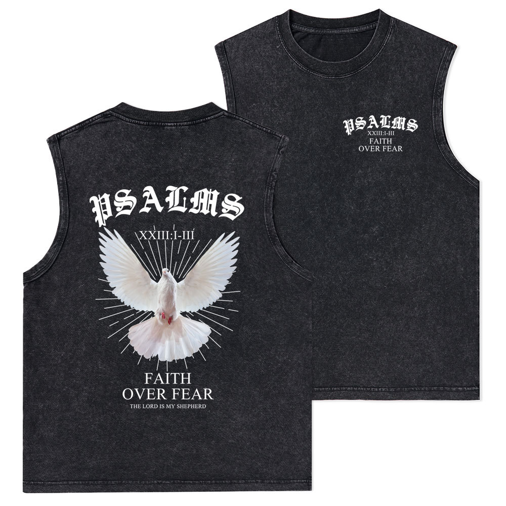 Faith Over Fear Dove Christian Washed Tank Top