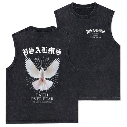 Faith Over Fear Dove Christian Washed Tank Top