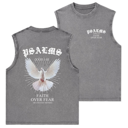 Faith Over Fear Dove Christian Washed Tank Top