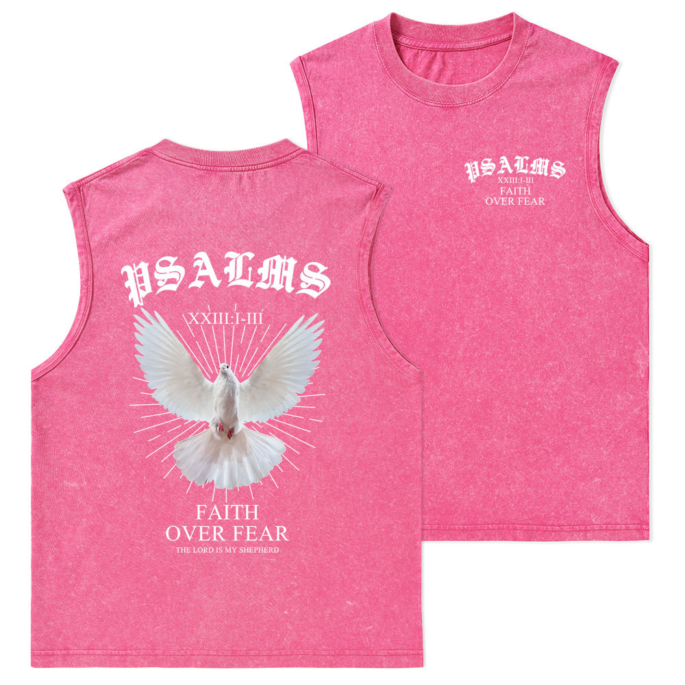 Faith Over Fear Dove Christian Washed Tank Top