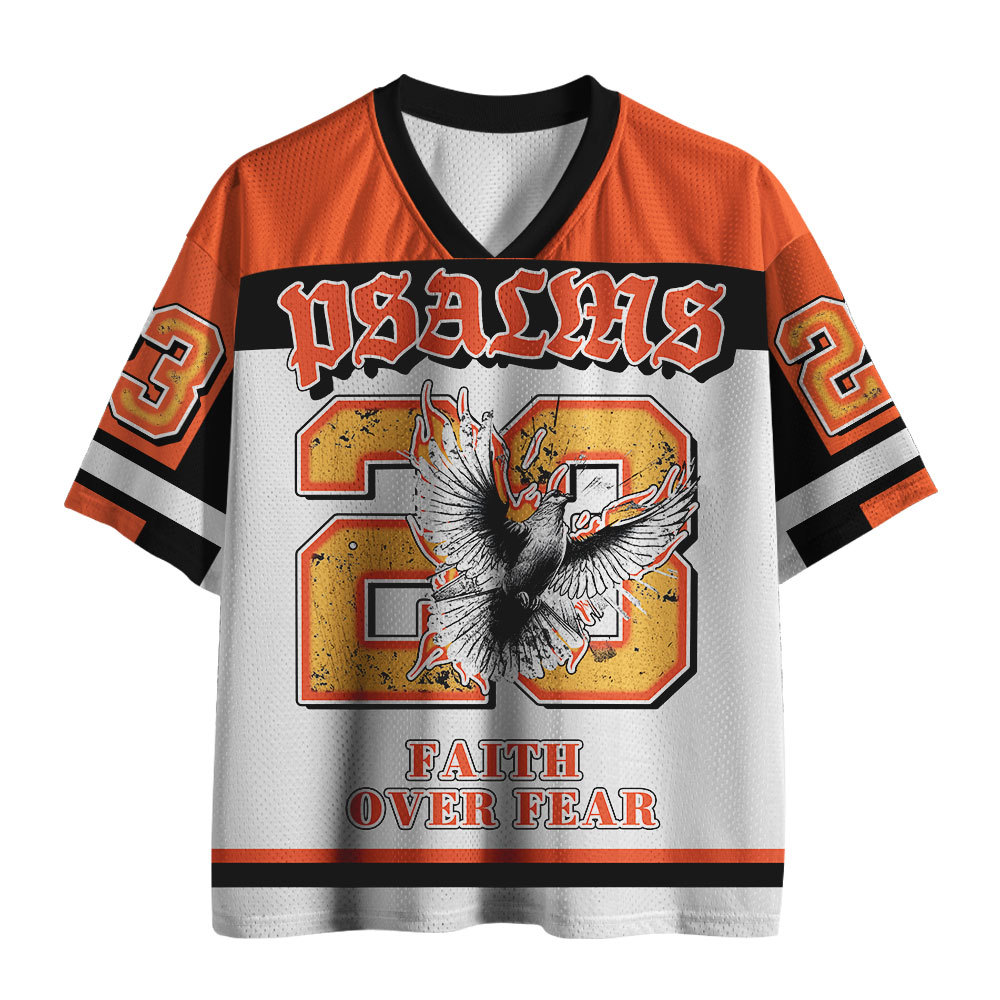 Faith Over Fear Dove Christian White Mesh Jersey