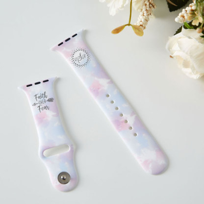 Faith Over Fear Engraved Christian Tie Dye Watch Band