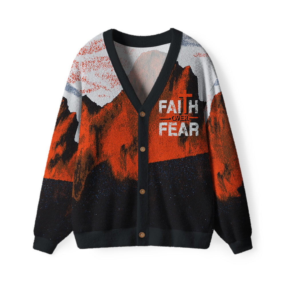 Faith Over Fear Furry Christian Lightweight Cardigan