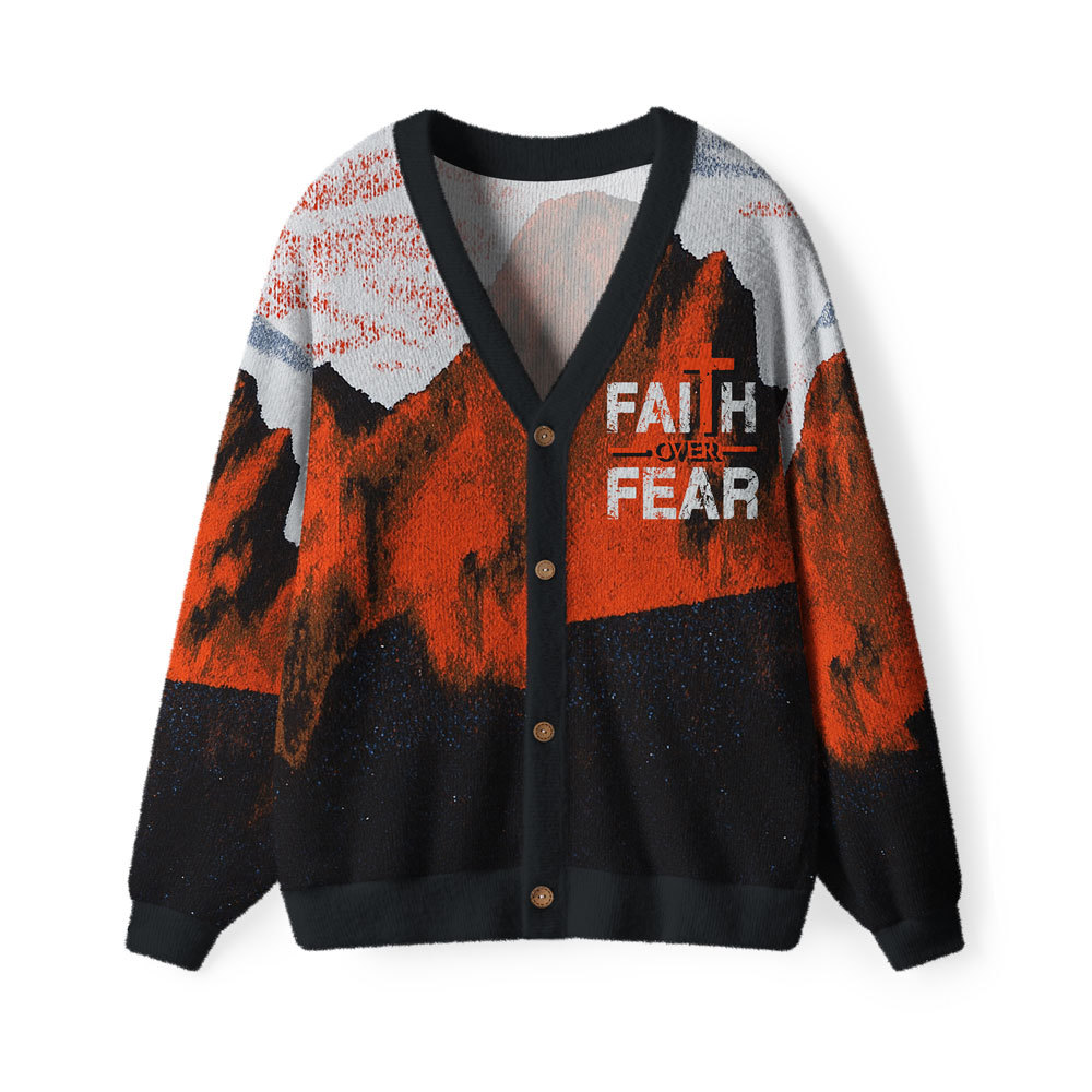 Faith Over Fear Furry Christian Lightweight Cardigan