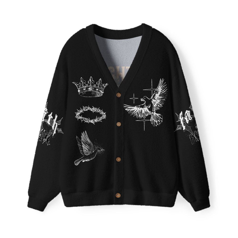 Faith Over Fear Furry Christian Lightweight Cardigan