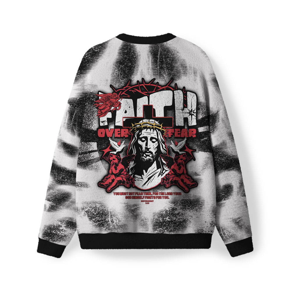 Faith Over Fear Furry Christian Lightweight Sweater
