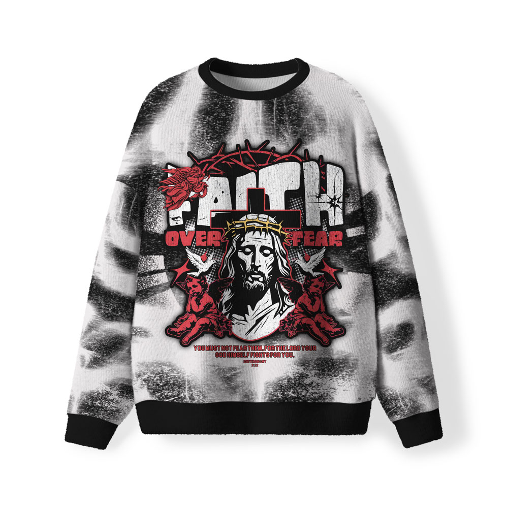 Faith Over Fear Furry Christian Lightweight Sweater