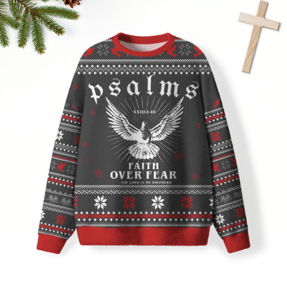 Faith Over Fear Furry Christian Lightweight Sweater