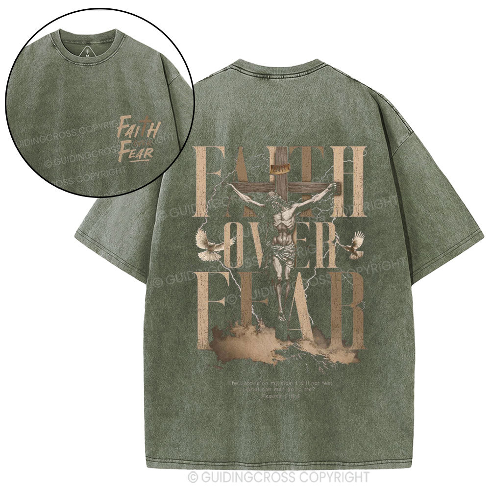Faith Over Fear Jesus Christian Washed T-Shirt