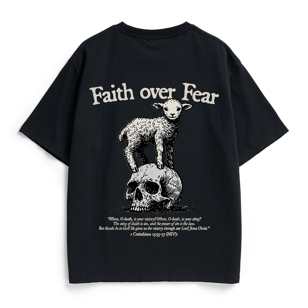 Faith Over Fear Lamb Christian Heavy Cotton T-Shirt