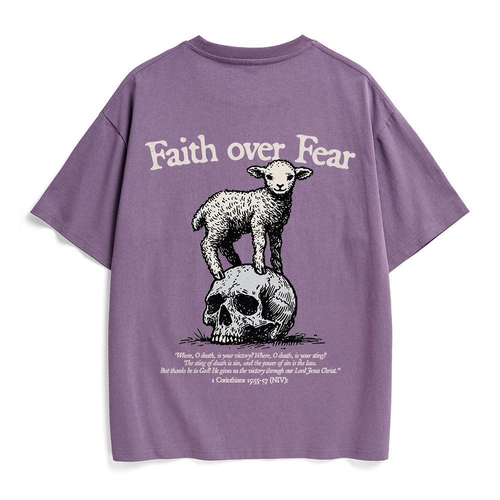 Faith Over Fear Lamb Christian Heavy Cotton T-Shirt