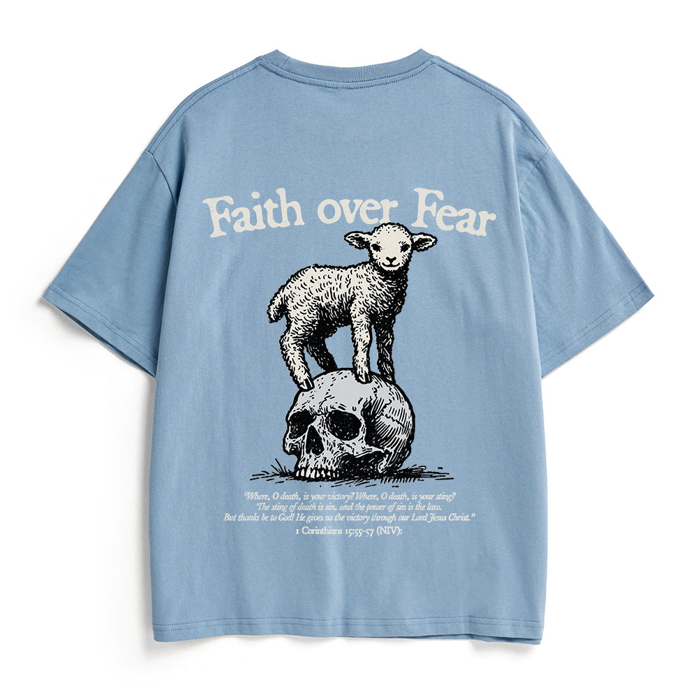 Faith Over Fear Lamb Christian Heavy Cotton T-Shirt
