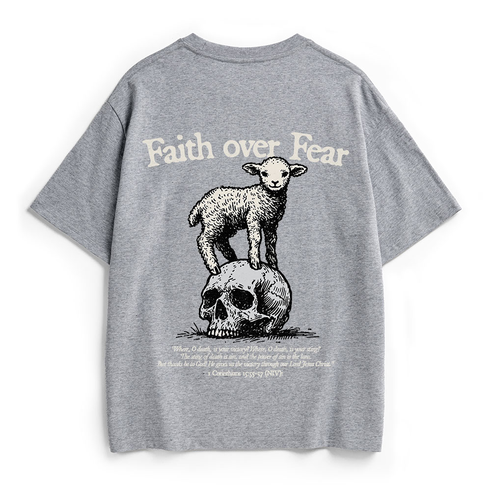 Faith Over Fear Lamb Christian Heavy Cotton T-Shirt