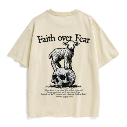 Faith Over Fear Lamb Christian Heavy Cotton T-Shirt