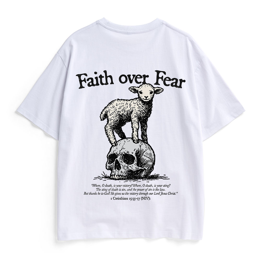 Faith Over Fear Lamb Christian Heavy Cotton T-Shirt