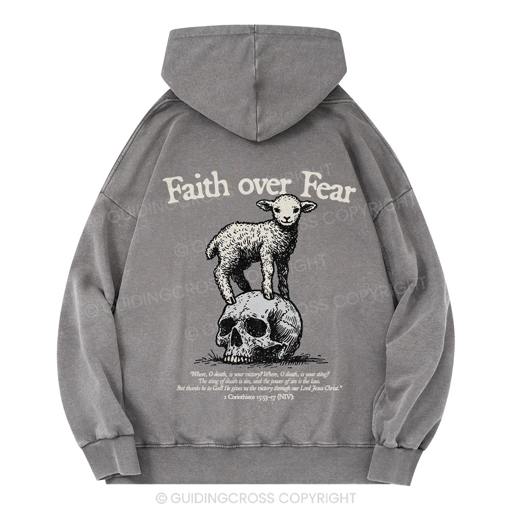 Faith Over Fear Lamb Christian Washed Christian Washed Hoodie 